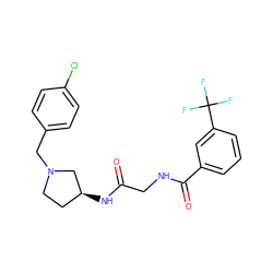 O=C(CNC(=O)c1cccc(C(F)(F)F)c1)N[C@H]1CCN(Cc2ccc(Cl)cc2)C1 ZINC000028383486