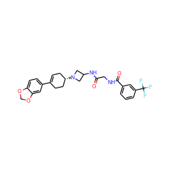 O=C(CNC(=O)c1cccc(C(F)(F)F)c1)NC1CN([C@H]2CC=C(c3ccc4c(c3)OCO4)CC2)C1 ZINC000072142918