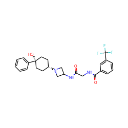 O=C(CNC(=O)c1cccc(C(F)(F)F)c1)NC1CN([C@H]2CC[C@](O)(c3ccccc3)CC2)C1 ZINC000253780962