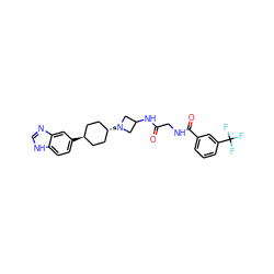 O=C(CNC(=O)c1cccc(C(F)(F)F)c1)NC1CN([C@H]2CC[C@H](c3ccc4[nH]cnc4c3)CC2)C1 ZINC000253992289