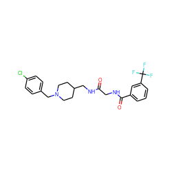 O=C(CNC(=O)c1cccc(C(F)(F)F)c1)NCC1CCN(Cc2ccc(Cl)cc2)CC1 ZINC000028388869