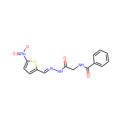 O=C(CNC(=O)c1ccccc1)N/N=C/c1ccc([N+](=O)[O-])s1 ZINC000002278333