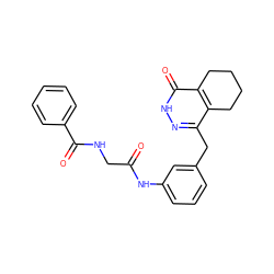 O=C(CNC(=O)c1ccccc1)Nc1cccc(Cc2n[nH]c(=O)c3c2CCCC3)c1 ZINC000167857833