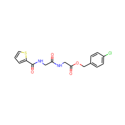 O=C(CNC(=O)c1cccs1)NCC(=O)OCc1ccc(Cl)cc1 ZINC000001862452