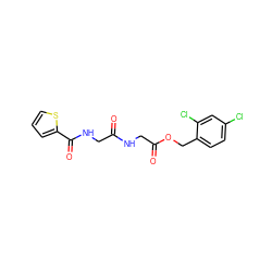 O=C(CNC(=O)c1cccs1)NCC(=O)OCc1ccc(Cl)cc1Cl ZINC000004510552