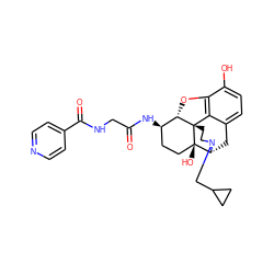 O=C(CNC(=O)c1ccncc1)N[C@@H]1CC[C@@]2(O)[C@H]3Cc4ccc(O)c5c4[C@@]2(CCN3CC2CC2)[C@H]1O5 ZINC000072104771