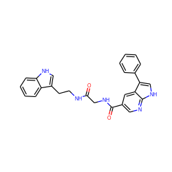 O=C(CNC(=O)c1cnc2[nH]cc(-c3ccccc3)c2c1)NCCc1c[nH]c2ccccc12 ZINC001772637592