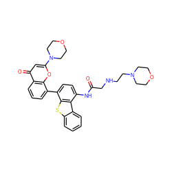 O=C(CNCCN1CCOCC1)Nc1ccc(-c2cccc3c(=O)cc(N4CCOCC4)oc23)c2sc3ccccc3c12 ZINC000101696344