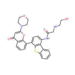 O=C(CNCCO)Nc1ccc(-c2cccc3c(=O)cc(N4CCOCC4)oc23)c2sc3ccccc3c12 ZINC000101696413