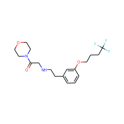 O=C(CNCCc1cccc(OCCCC(F)(F)F)c1)N1CCOCC1 ZINC001772645209