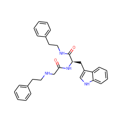 O=C(CNCCc1ccccc1)N[C@H](Cc1c[nH]c2ccccc12)C(=O)NCCc1ccccc1 ZINC000013518540