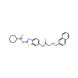 O=C(CNCc1ccc2ccccc2c1)Nc1ccc2nc(NC(=O)C3CCCCC3)sc2c1 ZINC000028967577