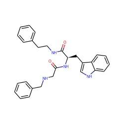 O=C(CNCc1ccccc1)N[C@H](Cc1c[nH]c2ccccc12)C(=O)NCCc1ccccc1 ZINC000013518527