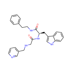 O=C(CNCc1cccnc1)N[C@H](Cc1c[nH]c2ccccc12)C(=O)NCCc1ccccc1 ZINC000013518536