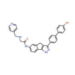 O=C(CNCc1ccncc1)Nc1ccc2c(c1)Cc1c(-c3ccc(-c4ccc(O)cc4)cc3)n[nH]c1-2 ZINC000028822262