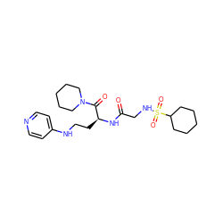 O=C(CNS(=O)(=O)C1CCCCC1)N[C@@H](CCNc1ccncc1)C(=O)N1CCCCC1 ZINC000013494032