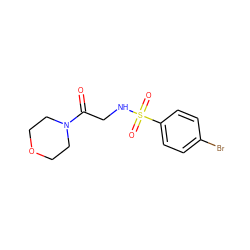 O=C(CNS(=O)(=O)c1ccc(Br)cc1)N1CCOCC1 ZINC000000983035