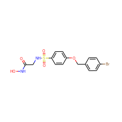 O=C(CNS(=O)(=O)c1ccc(OCc2ccc(Br)cc2)cc1)NO ZINC000096284924