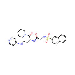 O=C(CNS(=O)(=O)c1ccc2ccccc2c1)N[C@H](CCNc1ccncc1)C(=O)N1CCCCC1 ZINC000003807299