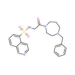 O=C(CNS(=O)(=O)c1cccc2cnccc12)N1CCCN(Cc2ccccc2)CC1 ZINC000028705193