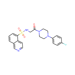 O=C(CNS(=O)(=O)c1cccc2cnccc12)N1CCN(c2ccc(F)cc2)CC1 ZINC000028704985