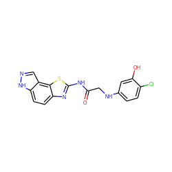 O=C(CNc1ccc(Cl)c(O)c1)Nc1nc2ccc3[nH]ncc3c2s1 ZINC000115721486