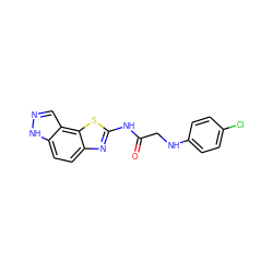 O=C(CNc1ccc(Cl)cc1)Nc1nc2ccc3[nH]ncc3c2s1 ZINC000142271227