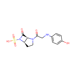 O=C(CNc1ccc(O)cc1)N1CC[C@@H]2[C@H]1C(=O)N2S(=O)(=O)O ZINC000013781316