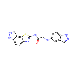 O=C(CNc1ccc2[nH]ncc2c1)Nc1nc2ccc3[nH]ncc3c2s1 ZINC000142272134