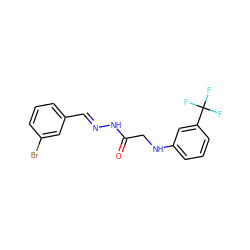 O=C(CNc1cccc(C(F)(F)F)c1)N/N=C/c1cccc(Br)c1 ZINC000003237023