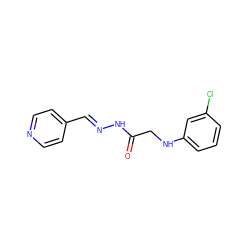 O=C(CNc1cccc(Cl)c1)N/N=C/c1ccncc1 ZINC000000234170