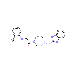 O=C(CNc1ccccc1C(F)(F)F)N1CCCN(Cc2nc3ccccc3[nH]2)CC1 ZINC000049088867