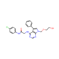 O=C(CNc1ncnc2c1c(-c1ccccc1)cn2COCCO)Nc1ccc(Cl)cc1 ZINC000013676922