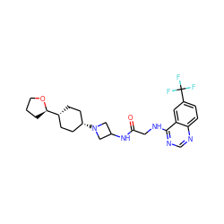 O=C(CNc1ncnc2ccc(C(F)(F)F)cc12)NC1CN([C@H]2CC[C@@H]([C@H]3CCCO3)CC2)C1 ZINC000261074012