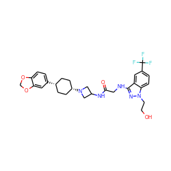 O=C(CNc1nn(CCO)c2ccc(C(F)(F)F)cc12)NC1CN([C@H]2CC[C@@H](c3ccc4c(c3)OCO4)CC2)C1 ZINC000253806609