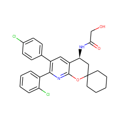 O=C(CO)N[C@H]1CC2(CCCCC2)Oc2nc(-c3ccccc3Cl)c(-c3ccc(Cl)cc3)cc21 ZINC000049052760