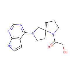 O=C(CO)N1CCC[C@@]12CCN(c1ncnc3[nH]ccc13)C2 ZINC000143586962