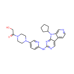 O=C(CO)N1CCN(c2ccc(Nc3ncc4c5ccncc5n(C5CCCC5)c4n3)nc2)CC1 ZINC000117690762