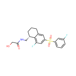 O=C(CO)NC[C@@H]1CCCc2cc(S(=O)(=O)c3cccc(F)c3)cc(F)c21 ZINC000049037162