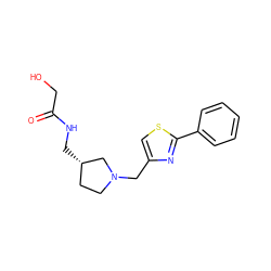 O=C(CO)NC[C@H]1CCN(Cc2csc(-c3ccccc3)n2)C1 ZINC000067817126