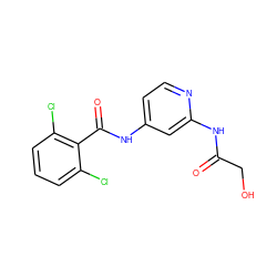 O=C(CO)Nc1cc(NC(=O)c2c(Cl)cccc2Cl)ccn1 ZINC000096282847