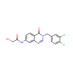 O=C(CO)Nc1ccc2c(=O)n(Cc3ccc(Cl)c(Cl)c3)cnc2c1 ZINC000040875829