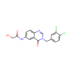 O=C(CO)Nc1ccc2ncn(Cc3ccc(Cl)c(Cl)c3)c(=O)c2c1 ZINC000040980504