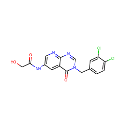 O=C(CO)Nc1cnc2ncn(Cc3ccc(Cl)c(Cl)c3)c(=O)c2c1 ZINC000040875834