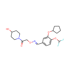 O=C(CO/N=C/c1ccc(OC(F)F)c(OC2CCCC2)c1)N1CCC(O)CC1 ZINC000473135718