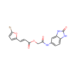 O=C(COC(=O)/C=C/c1ccc(Br)o1)Nc1ccc2[nH]c(=O)[nH]c2c1 ZINC000008073640