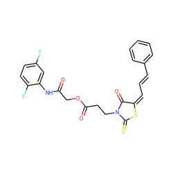 O=C(COC(=O)CCN1C(=O)/C(=C\C=C\c2ccccc2)SC1=S)Nc1cc(F)ccc1F ZINC000012311529