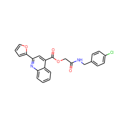 O=C(COC(=O)c1cc(-c2ccco2)nc2ccccc12)NCc1ccc(Cl)cc1 ZINC000003433620