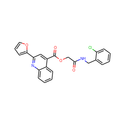 O=C(COC(=O)c1cc(-c2ccco2)nc2ccccc12)NCc1ccccc1Cl ZINC000003363364