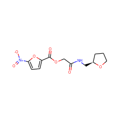 O=C(COC(=O)c1ccc([N+](=O)[O-])o1)NC[C@H]1CCCO1 ZINC000003271052